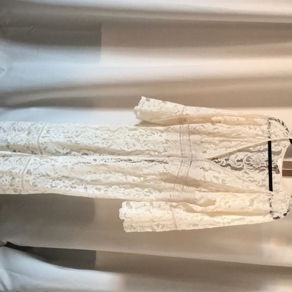 Coachella Vibes Boho Lace cardigan creme color - Picture 4 of 6